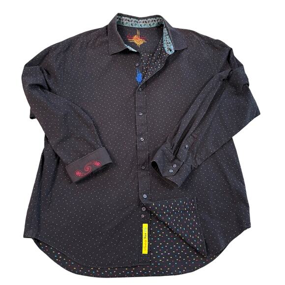Robert Graham Shirt Size 3XL Long Button Psychedlic Trippy Polka Dot - Picture 1 of 12